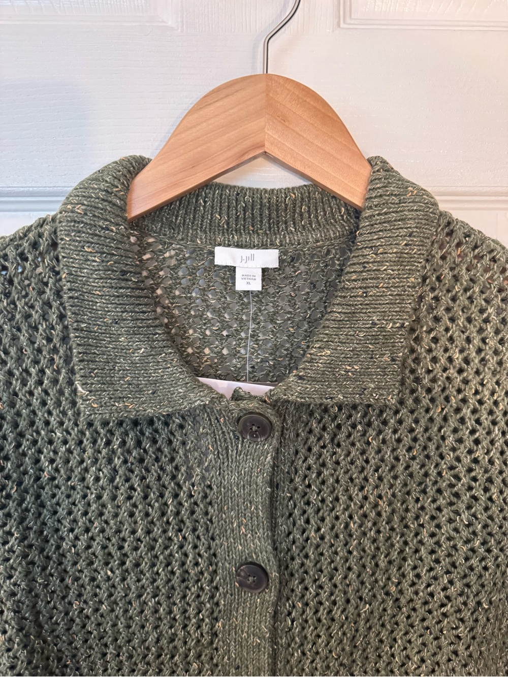 NWT XL J. Jill Olive Green Knit Button-Up Cardigan - Picture 4 of 7